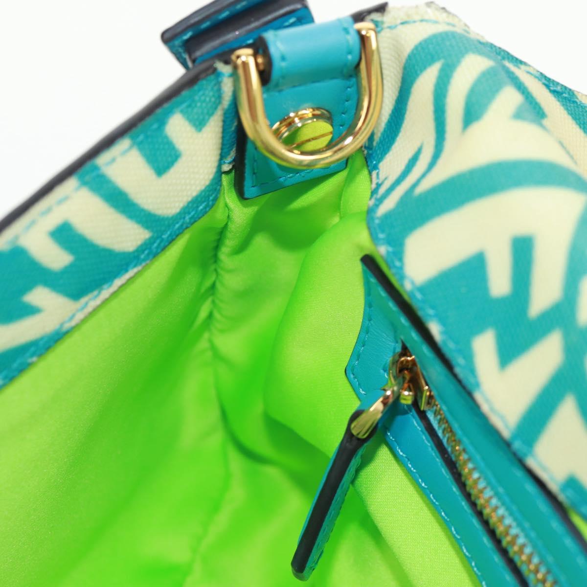 FENDI Zucca Canvas Mamma bucket Shoulder Bag Baby Blue Gold Auth am10568V