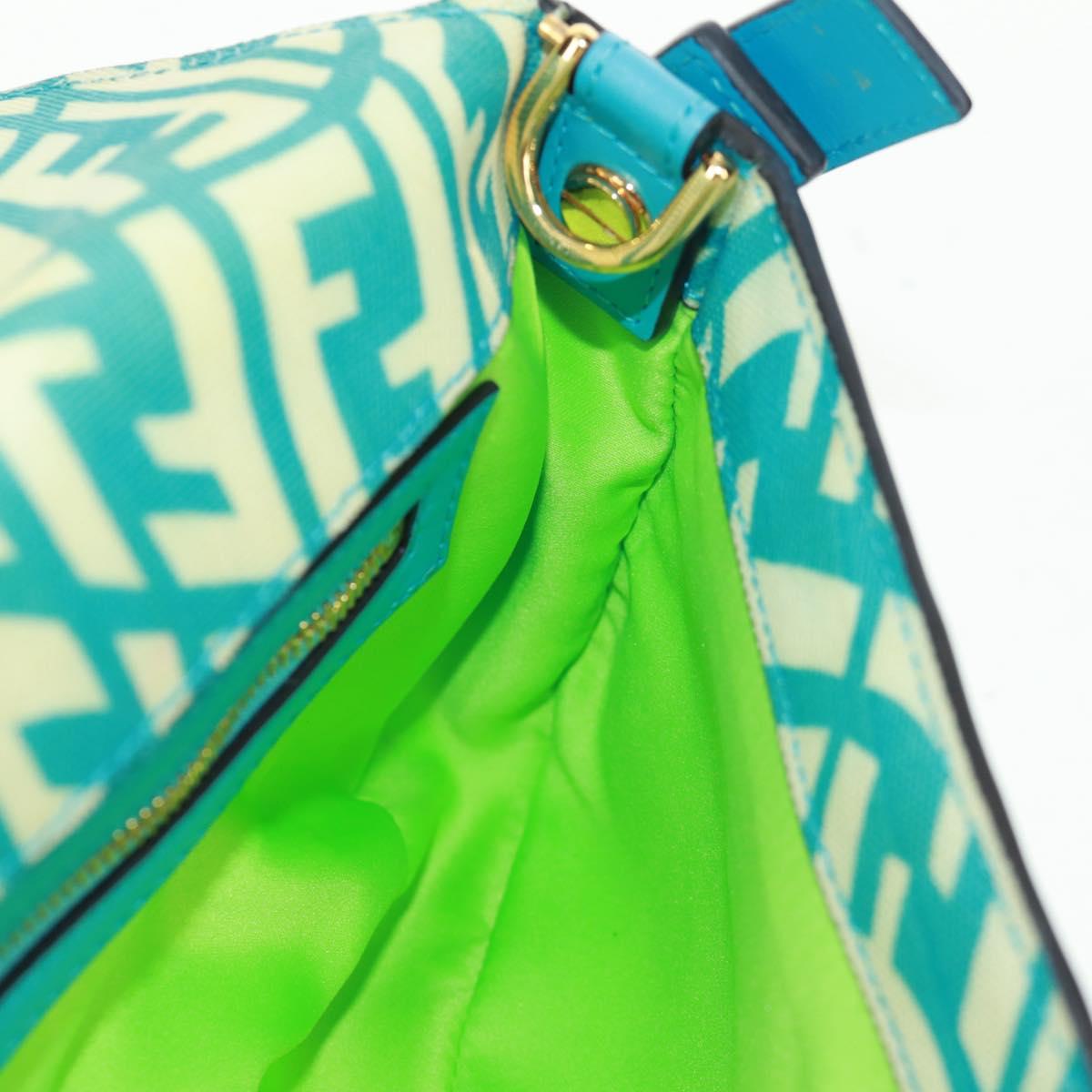 FENDI Zucca Canvas Mamma bucket Shoulder Bag Baby Blue Gold Auth am10568V