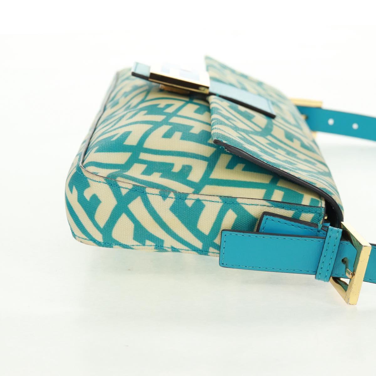 FENDI Zucca Canvas Mamma bucket Shoulder Bag Baby Blue Gold Auth am10568V