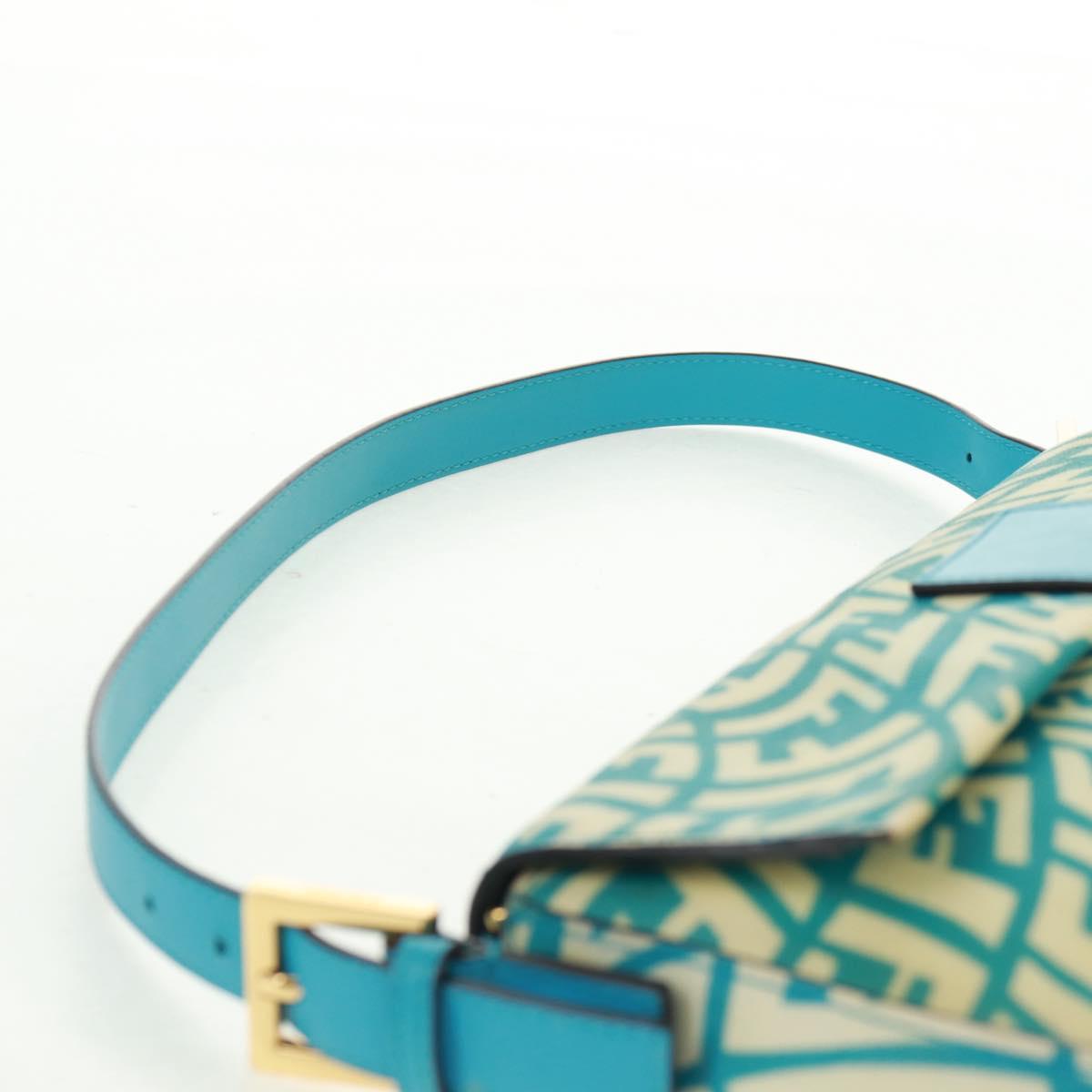 FENDI Zucca Canvas Mamma bucket Shoulder Bag Baby Blue Gold Auth am10568V