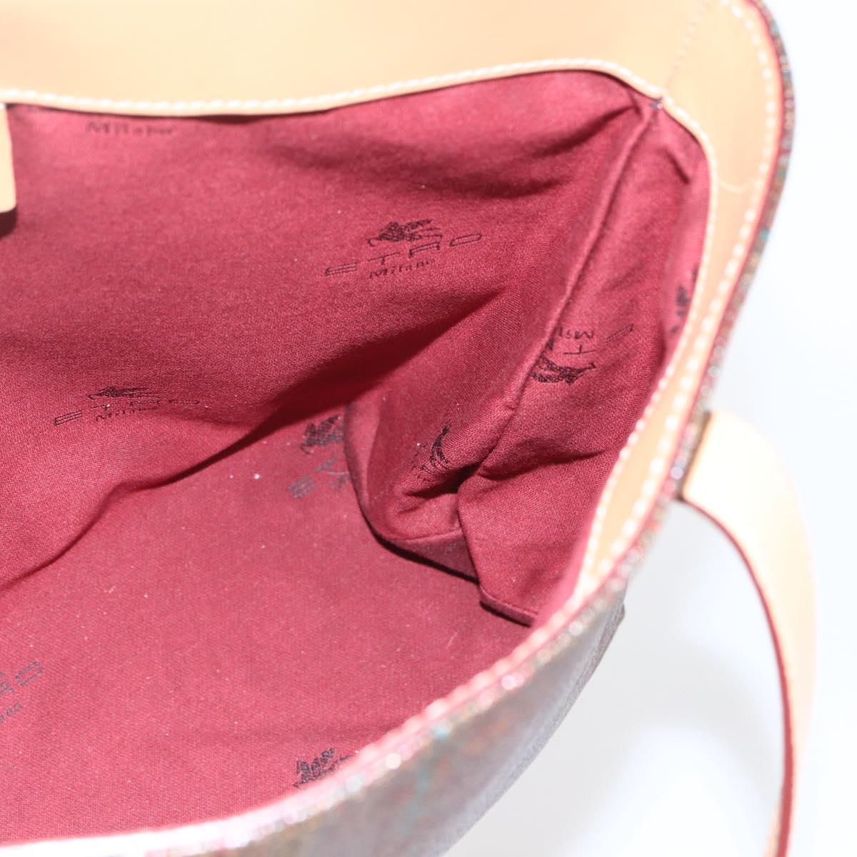 ETRO Paisley Tote Bag PVC Bordeaux Gold Auth am10570V