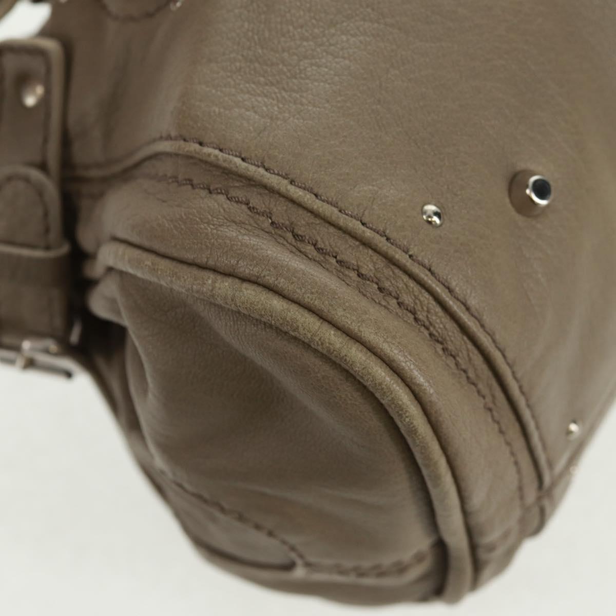 Chloe Paddington Hand Bag Leather Gray Gold Silver Auth am10572V