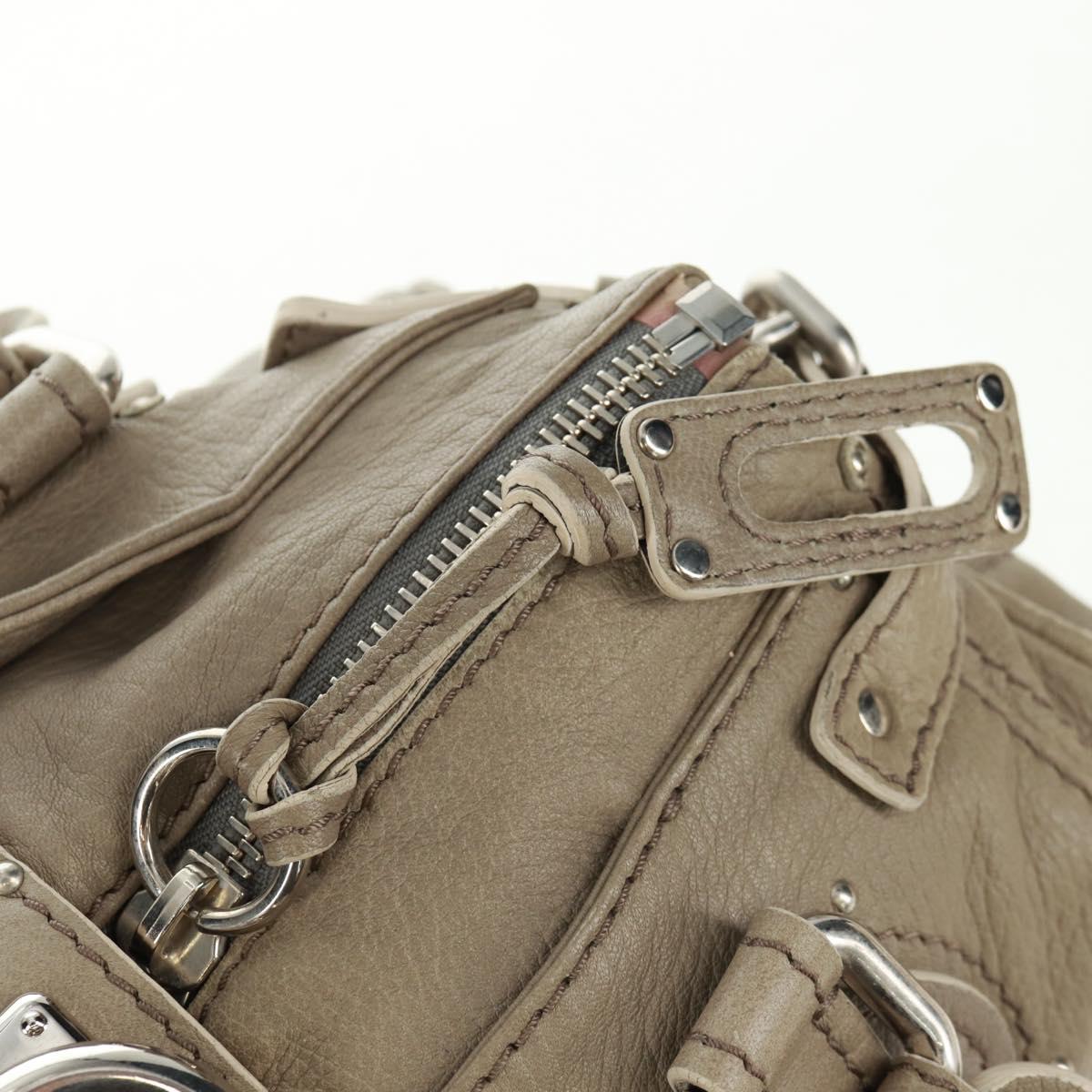 Chloe Paddington Hand Bag Leather Gray Gold Silver Auth am10572V