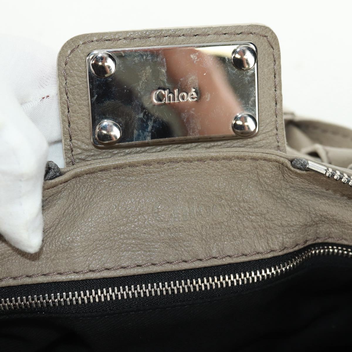 Chloe Paddington Hand Bag Leather Gray Gold Silver Auth am10572V