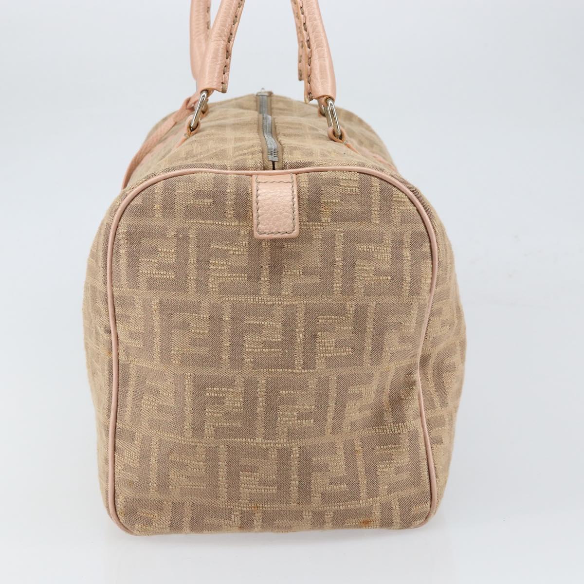 FENDI Zucca Canvas Mini Boston Bag Beige Pink Auth am10573