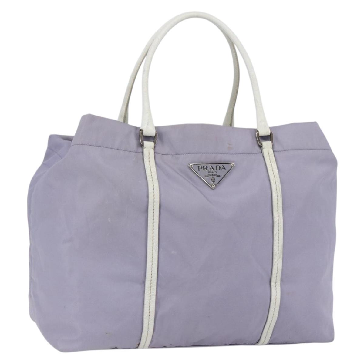 PRADA Backpack Nylon Leather Purple Silver Auth am10579
