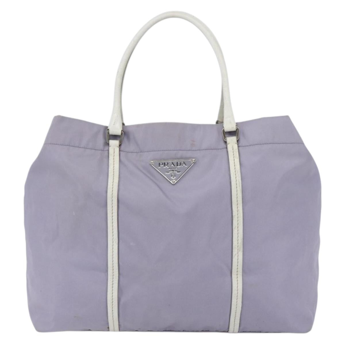 PRADA Backpack Nylon Leather Purple Silver Auth am10579