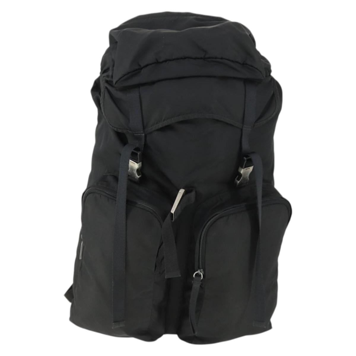 PRADA Backpack Nylon Black Silver Auth am10580