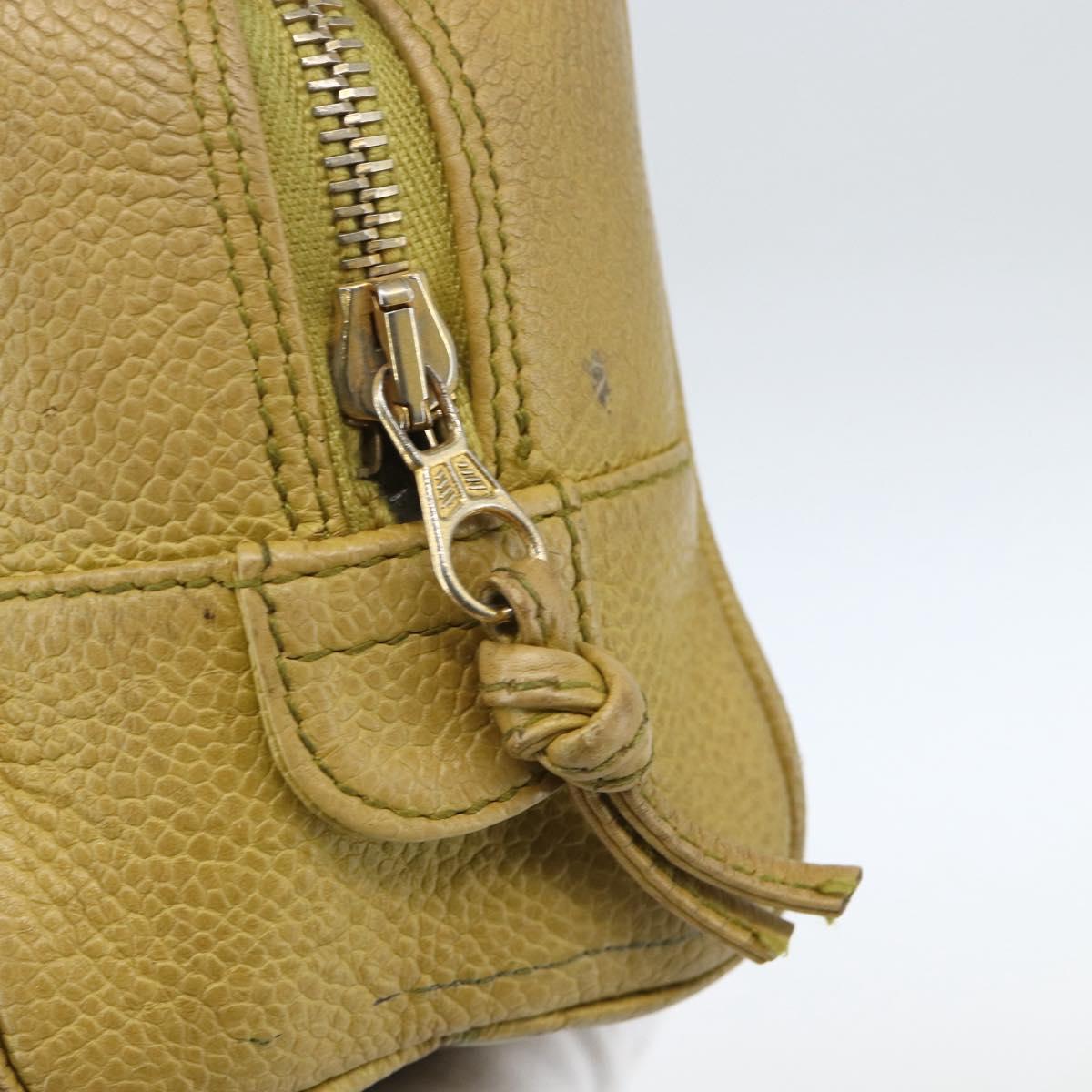 CHANEL COCO Mark Pouch Caviar Skin Yellow Gold CC Auth am10588