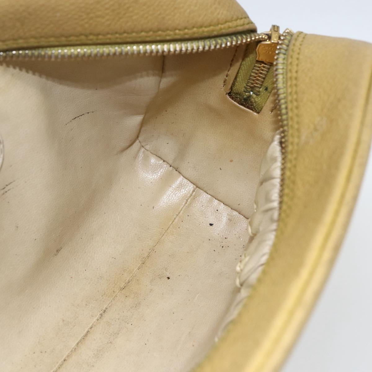 CHANEL COCO Mark Pouch Caviar Skin Yellow Gold CC Auth am10588
