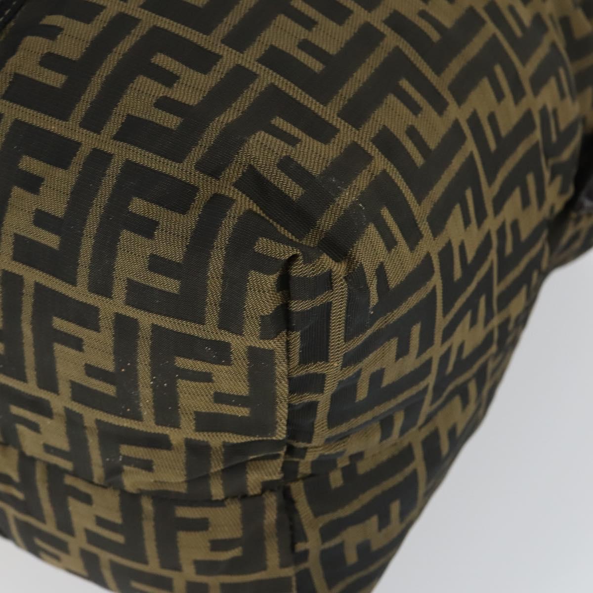 FENDI Zucca Canvas Boston Tote Bag Black Brown gold Auth am10607