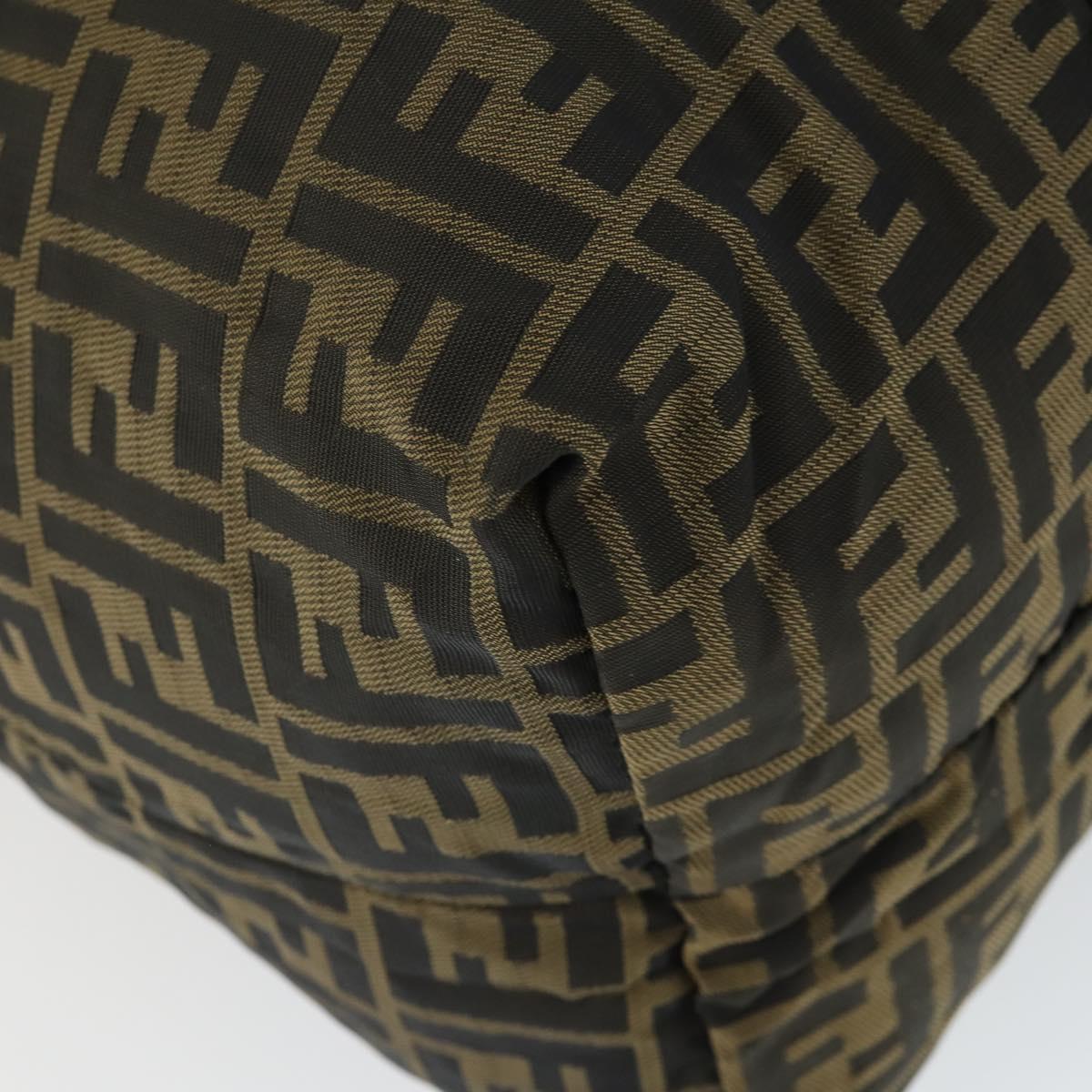 FENDI Zucca Canvas Boston Tote Bag Black Brown gold Auth am10607