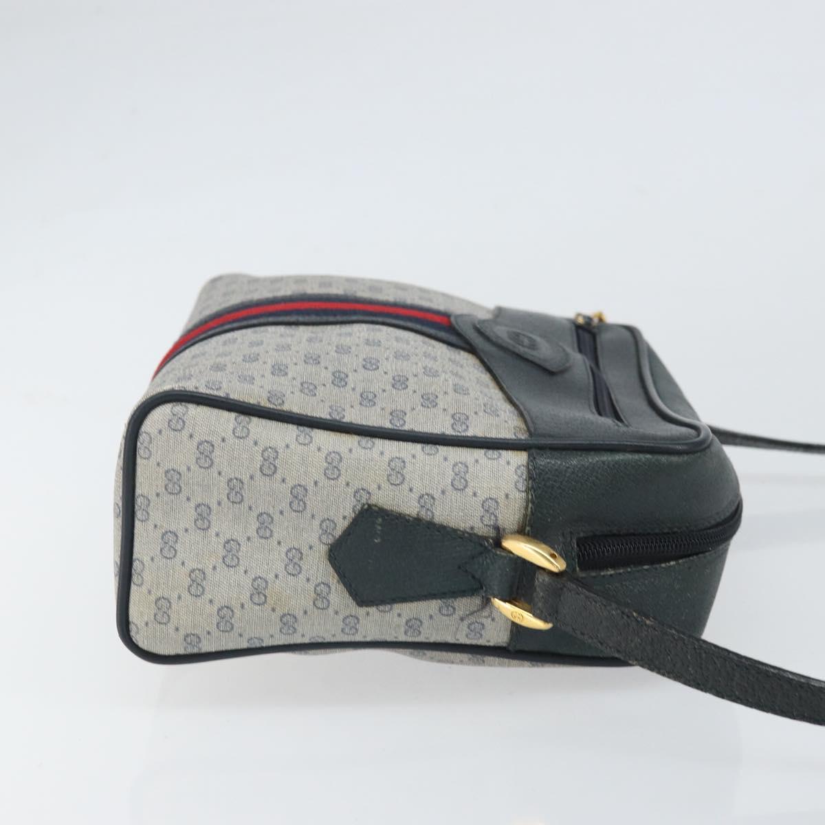 GUCCI Micro GG Supreme Sherry Line Bag PVC Navy Gold 001 56 0852 Auth am10608