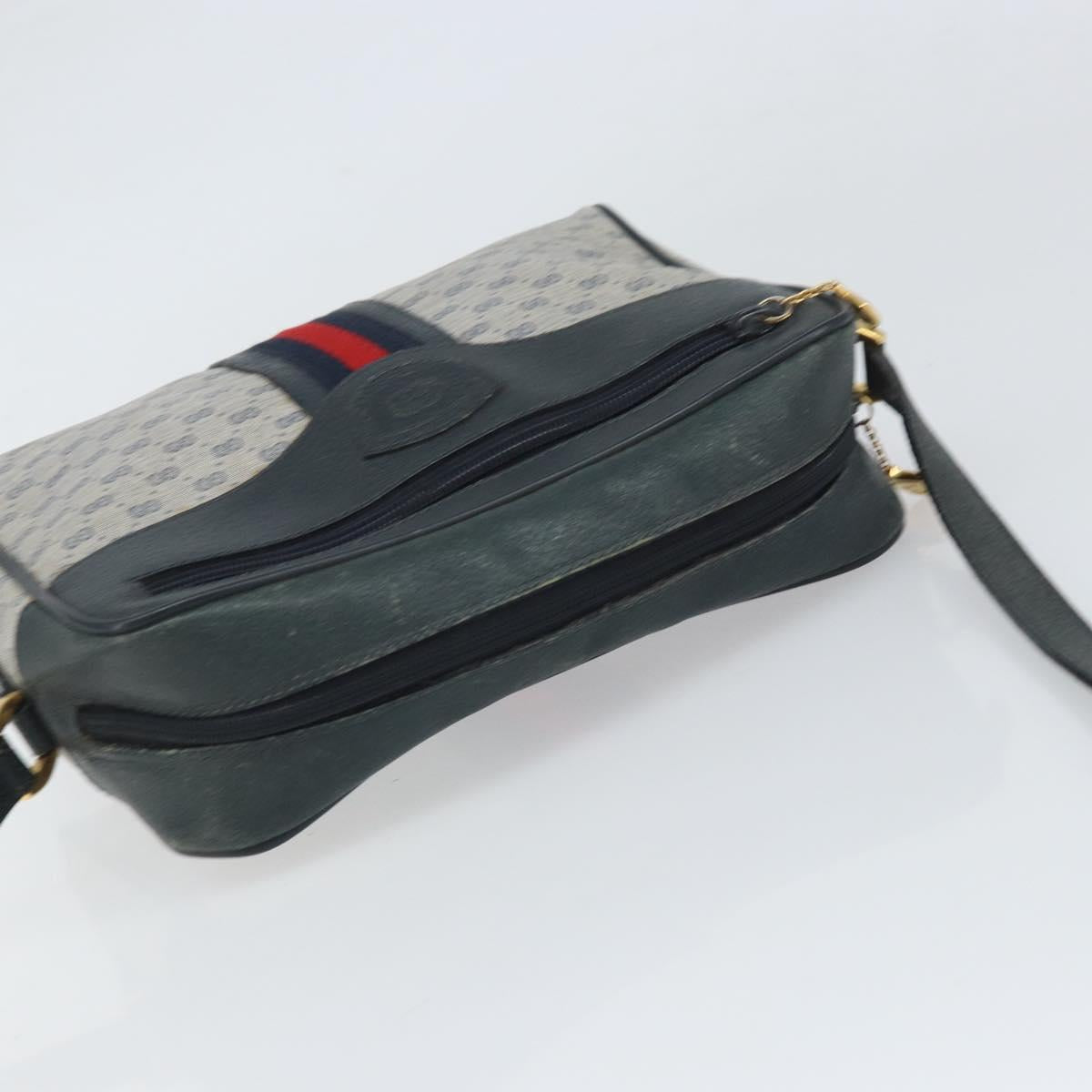 GUCCI Micro GG Supreme Sherry Line Bag PVC Navy Gold 001 56 0852 Auth am10608