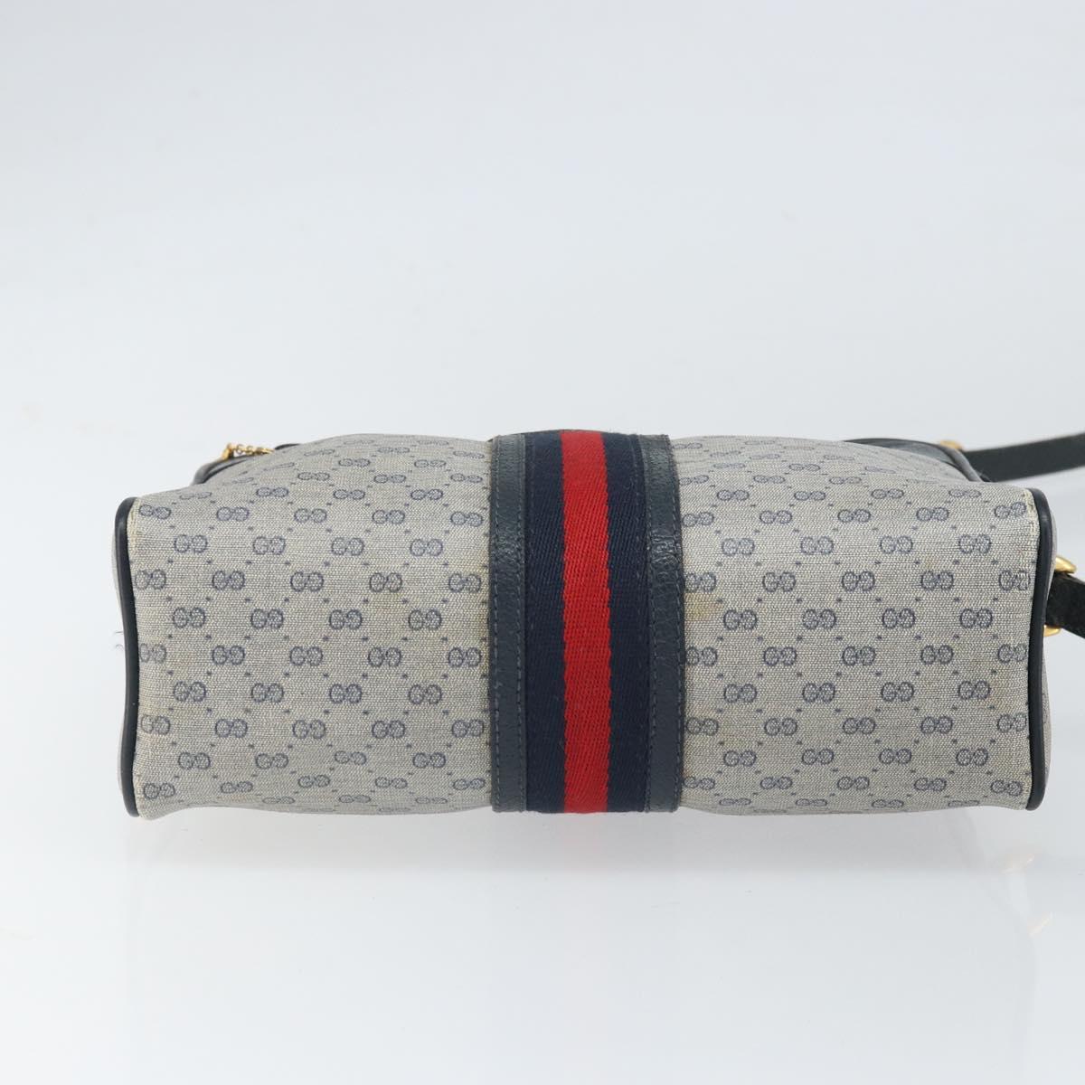 GUCCI Micro GG Supreme Sherry Line Bag PVC Navy Gold 001 56 0852 Auth am10608