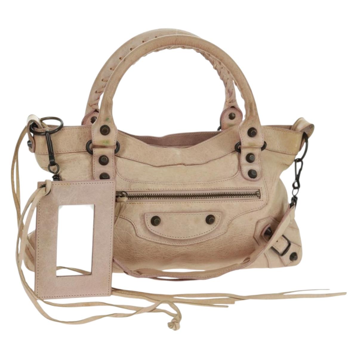 BALENCIAGA The First Hand Bag Leather 2way Pink 103208 Auth am10609V