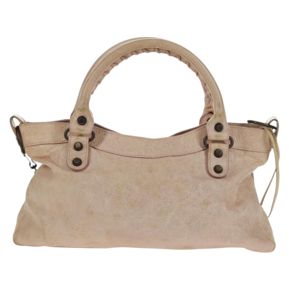 BALENCIAGA The First Hand Bag Leather 2way Pink 103208 Auth am10609V