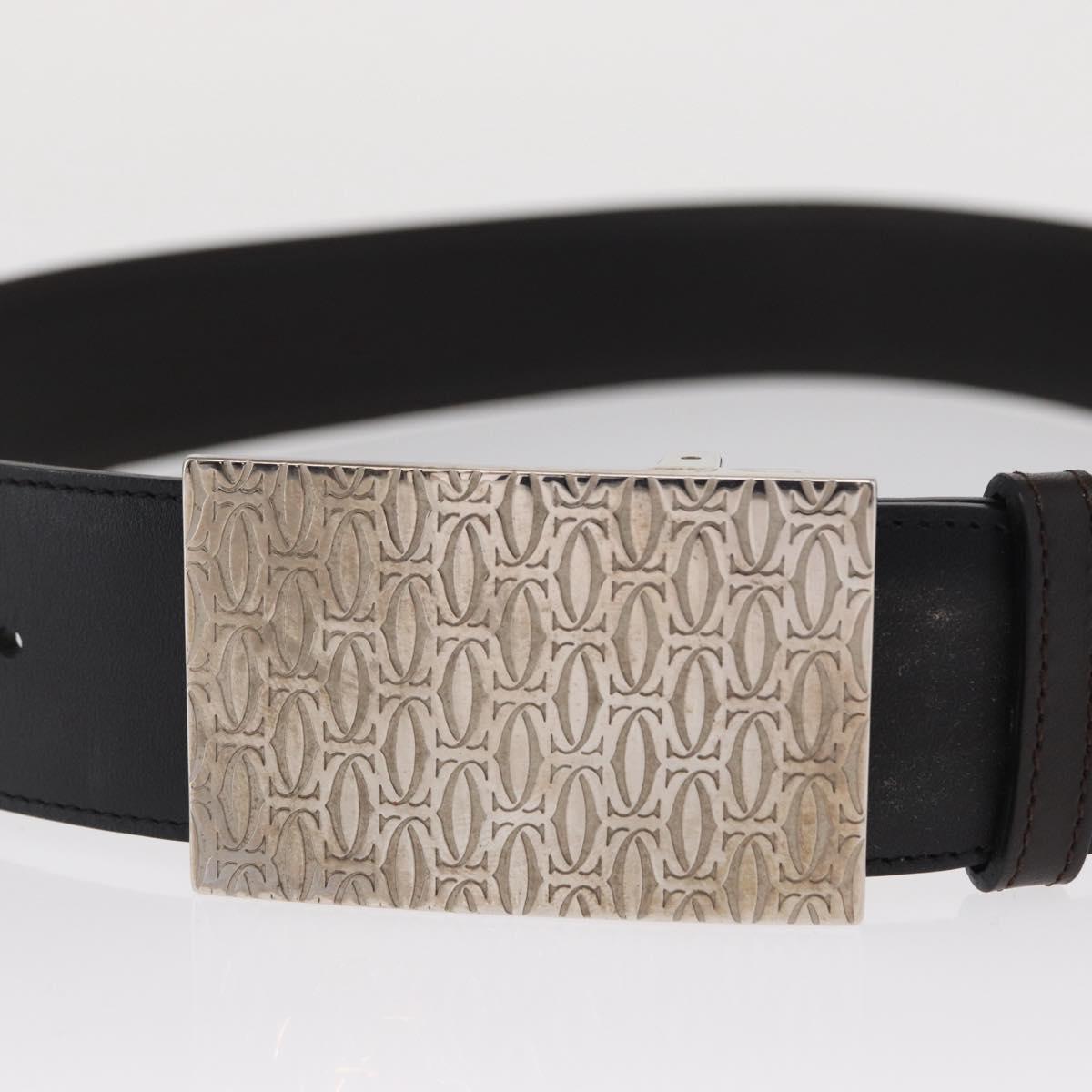 CARTIER Adjustable Belt Leather 32.3""-34.6"" Black Auth am10618V