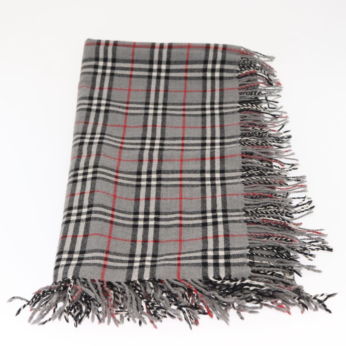 Burberrys Nova Check Stole Wool Gray Auth am10622