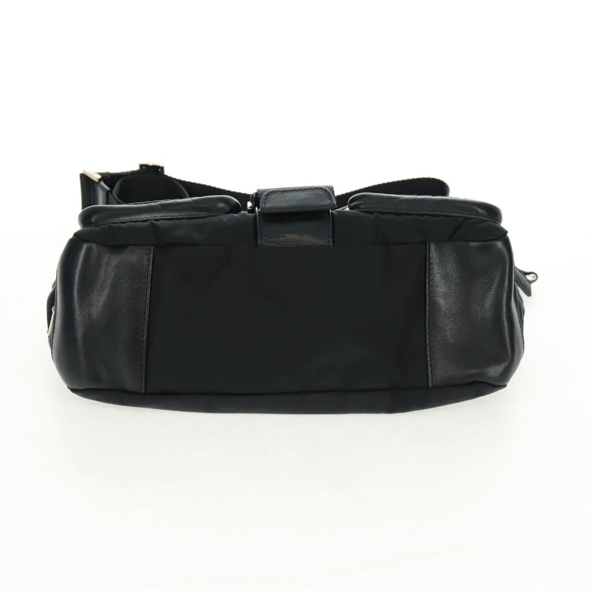 PRADA Shoulder Bag Nylon Leather Black Silver Auth am10628V