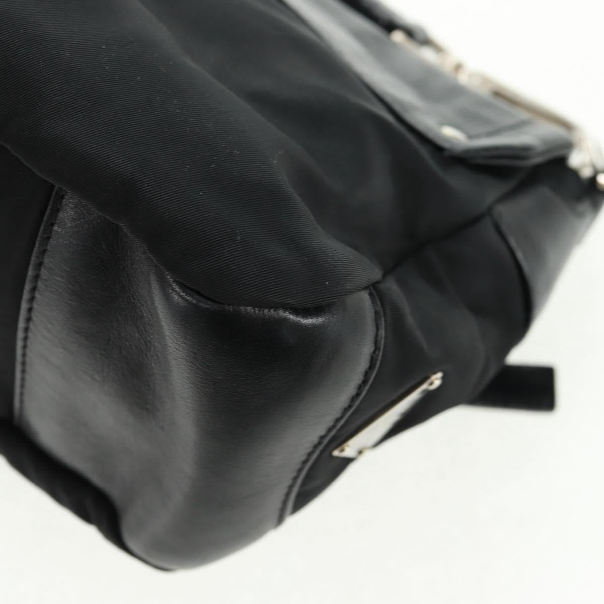 PRADA Shoulder Bag Nylon Leather Black Silver Auth am10628V