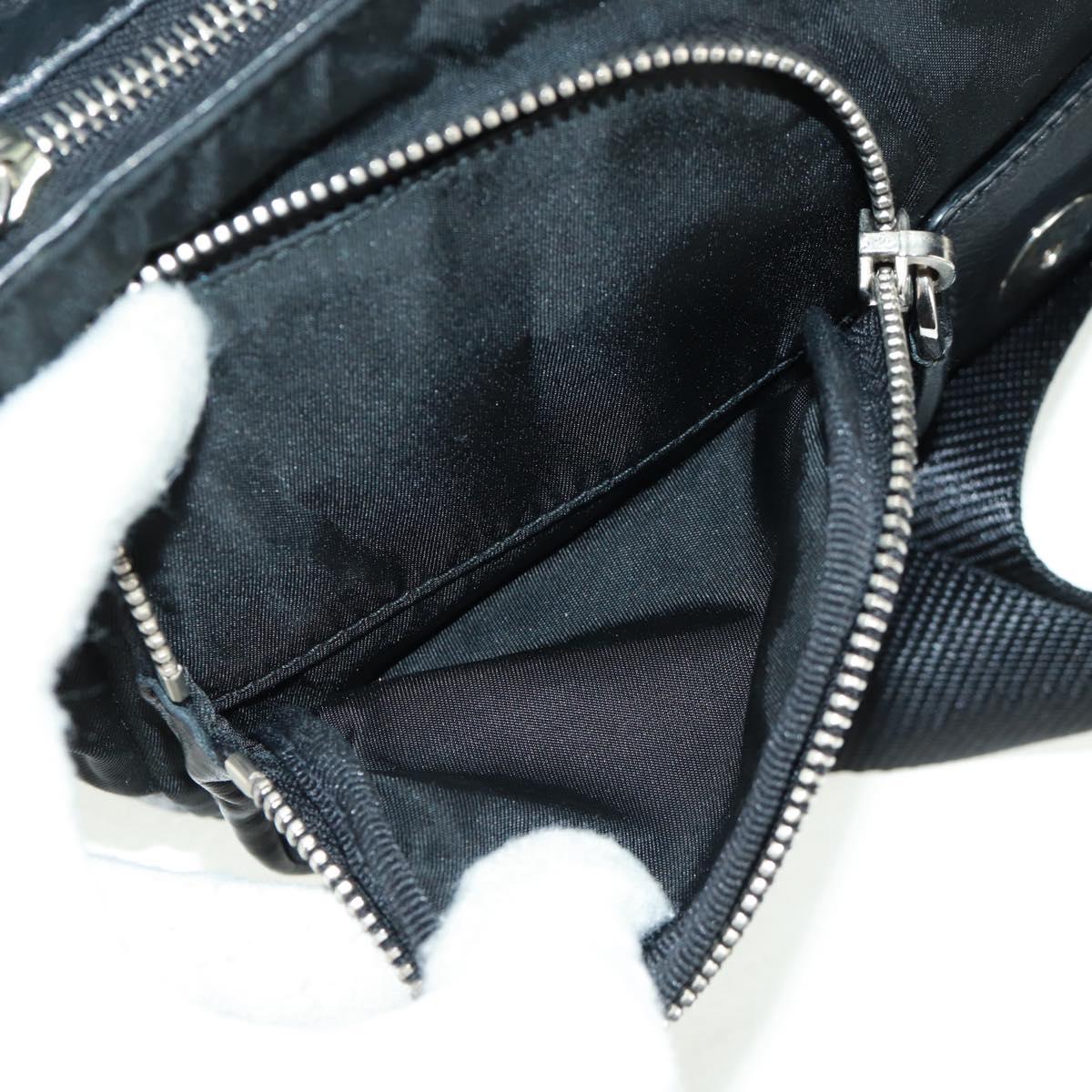 PRADA Shoulder Bag Nylon Leather Black Silver Auth am10628V