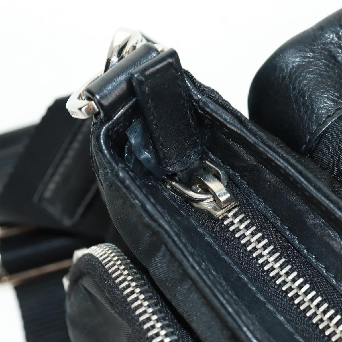 PRADA Shoulder Bag Nylon Leather Black Silver Auth am10628V