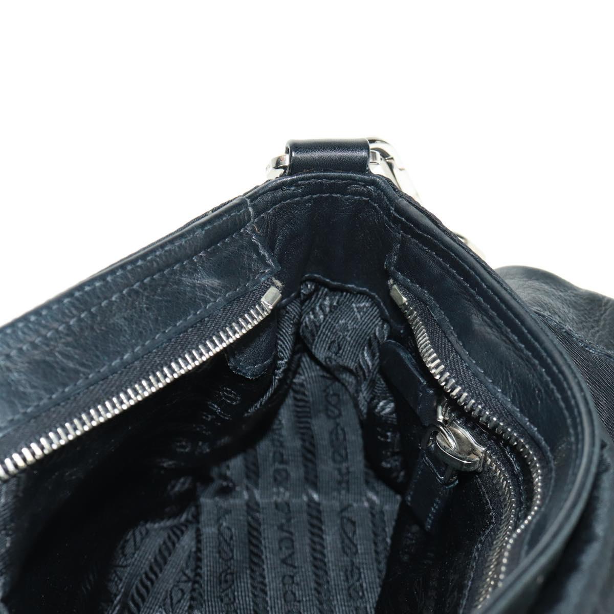PRADA Shoulder Bag Nylon Leather Black Silver Auth am10628V