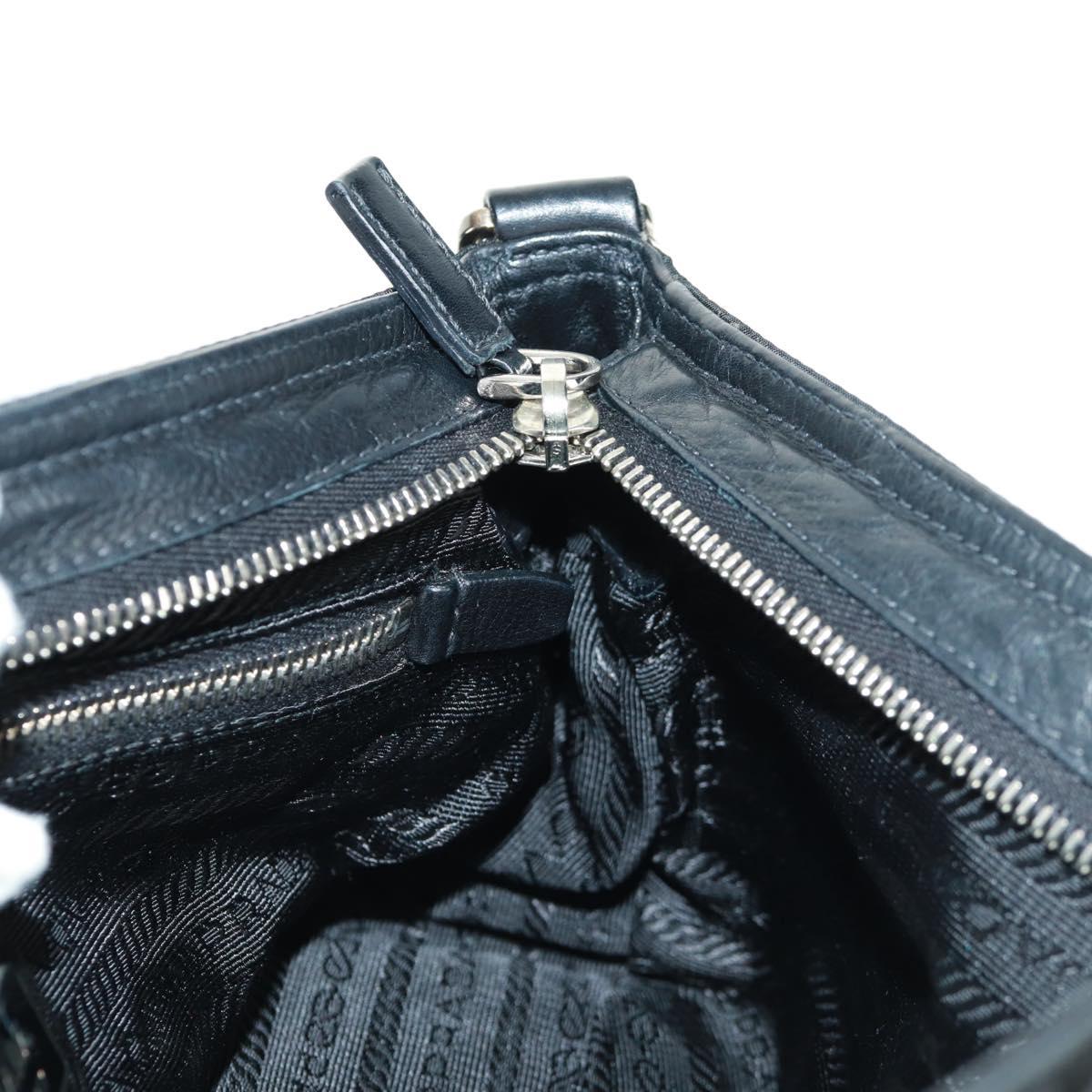 PRADA Shoulder Bag Nylon Leather Black Silver Auth am10628V