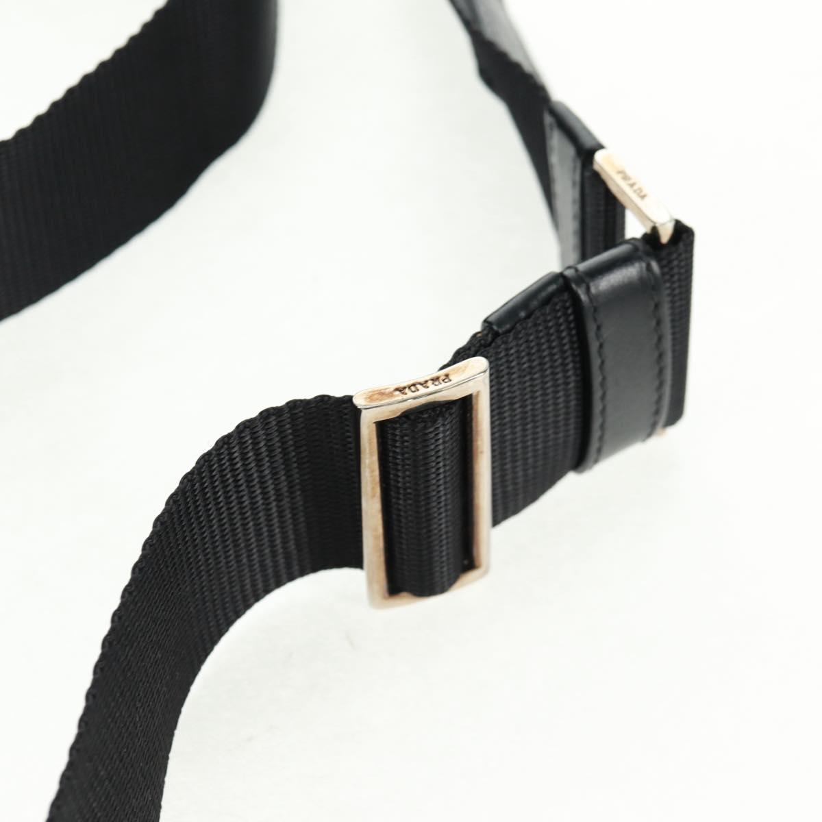 PRADA Shoulder Bag Nylon Leather Black Silver Auth am10628V