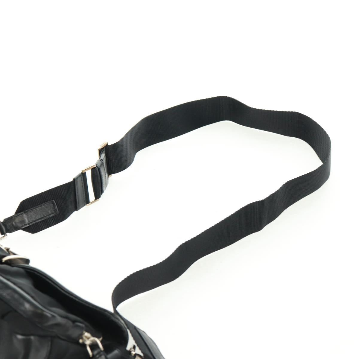 PRADA Shoulder Bag Nylon Leather Black Silver Auth am10628V