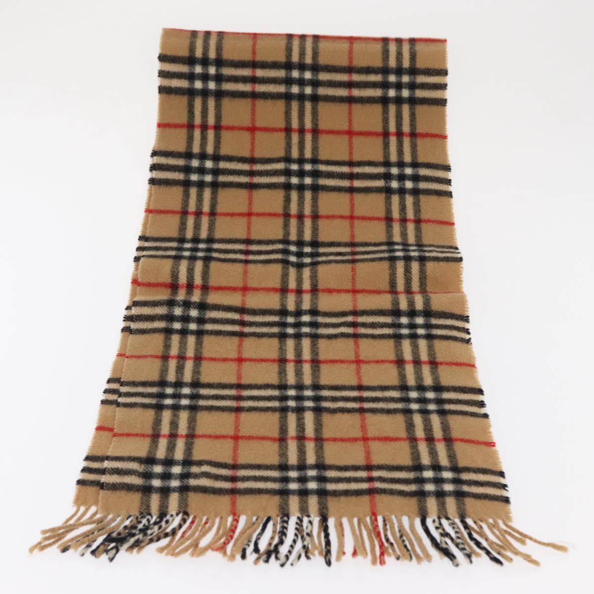 Burberrys Nova Check Scarf Wool Beige Auth am10638