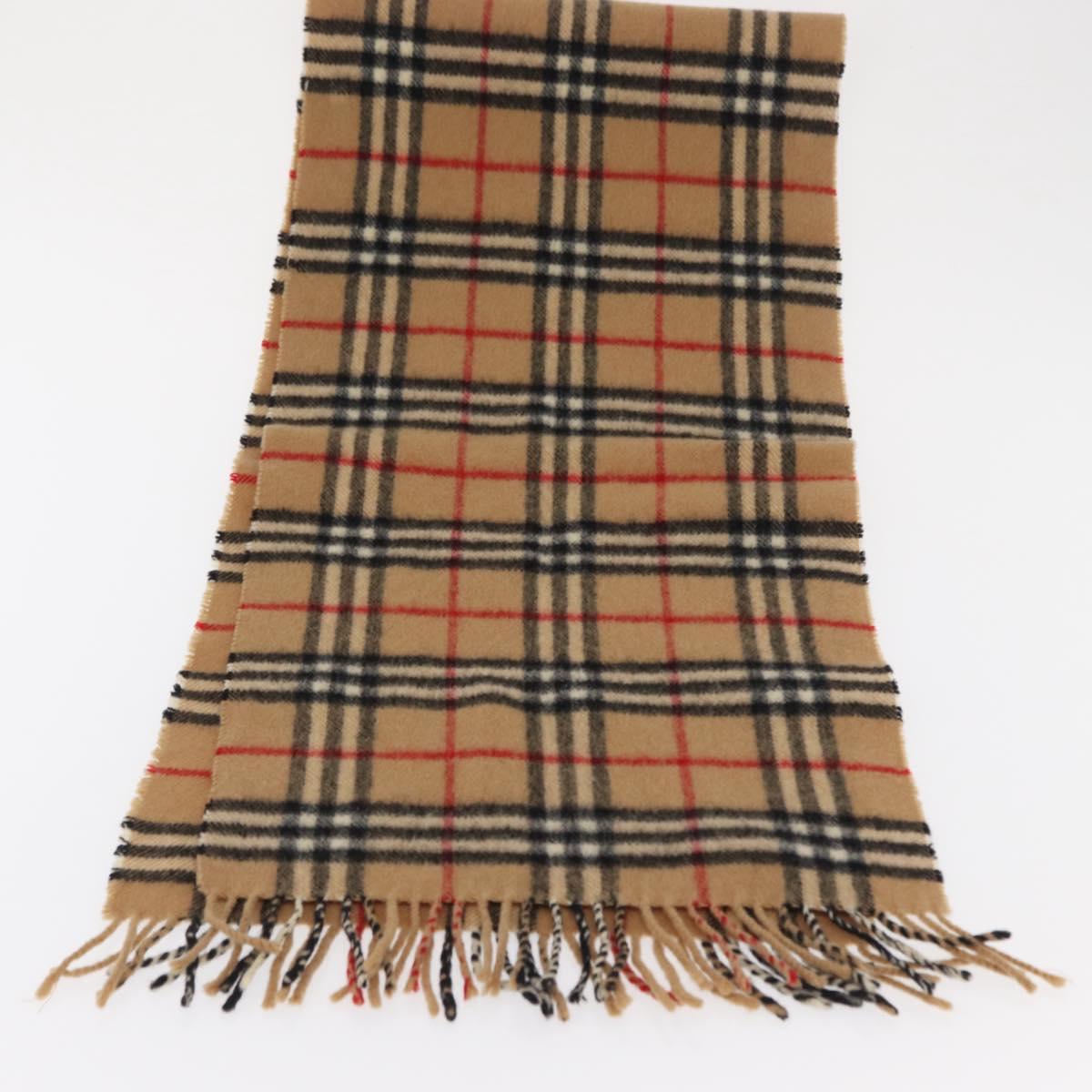 Burberrys Nova Check Scarf Wool Beige Auth am10638