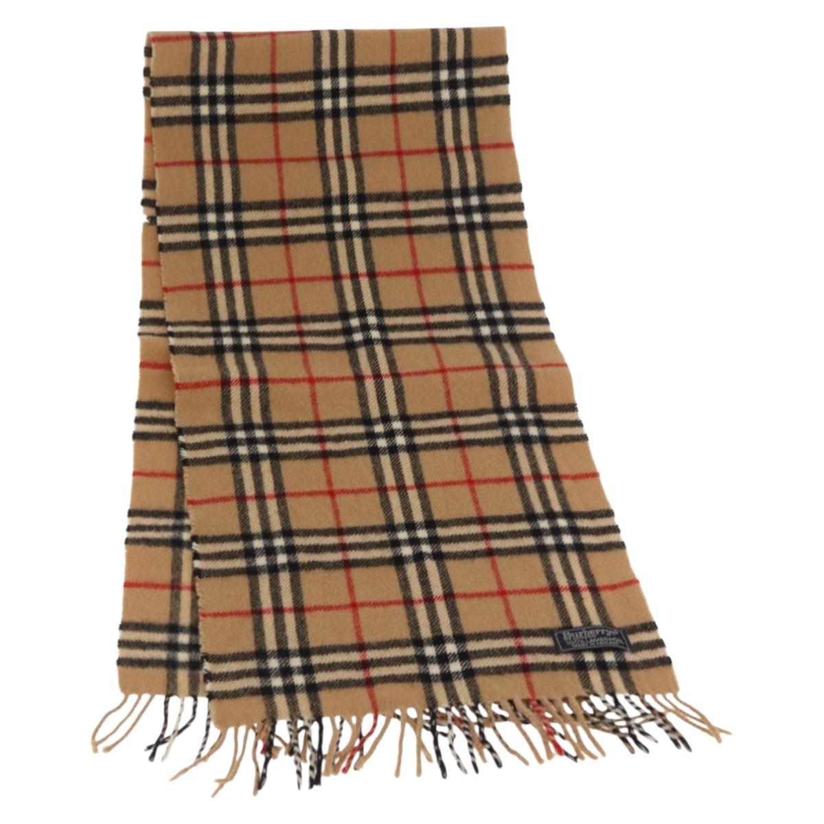 Burberrys Nova Check Scarf Wool Beige Auth am10638