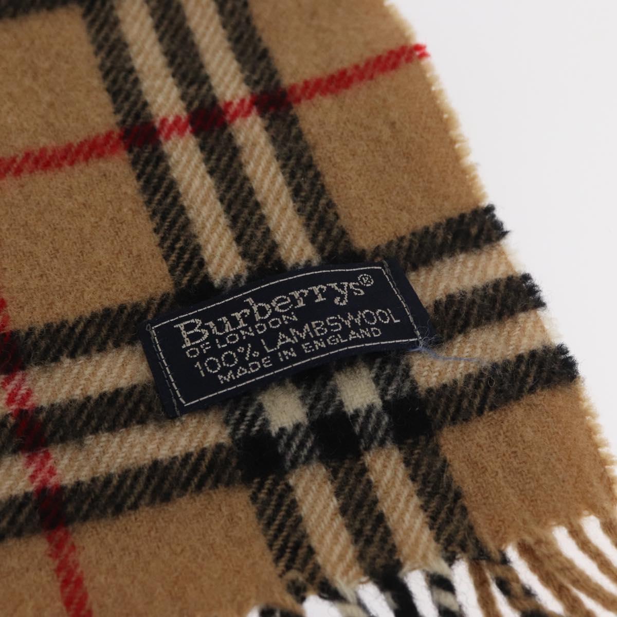 Burberrys Nova Check Scarf Wool Beige Auth am10638