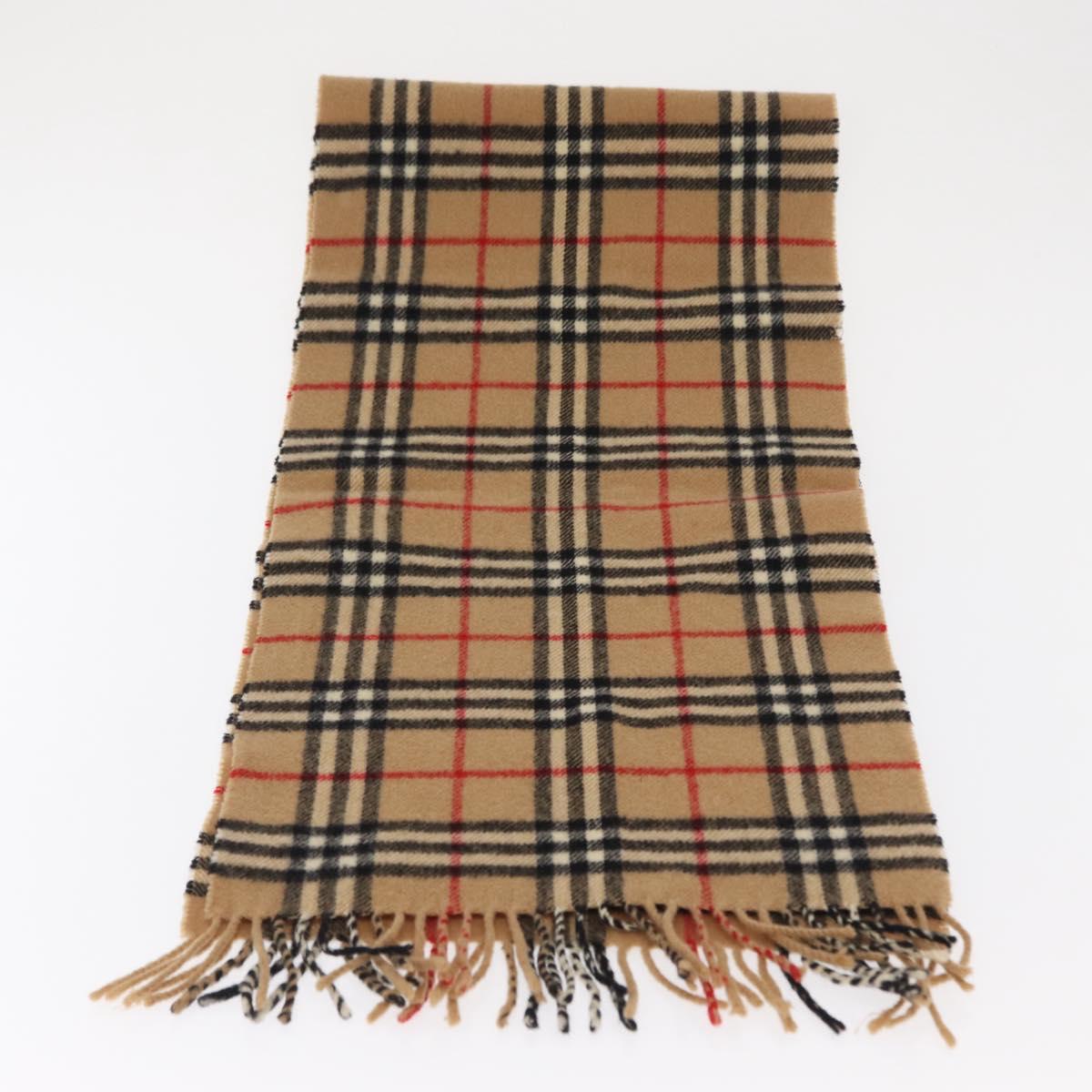 Burberrys Nova Check Scarf Wool Beige Auth am10638