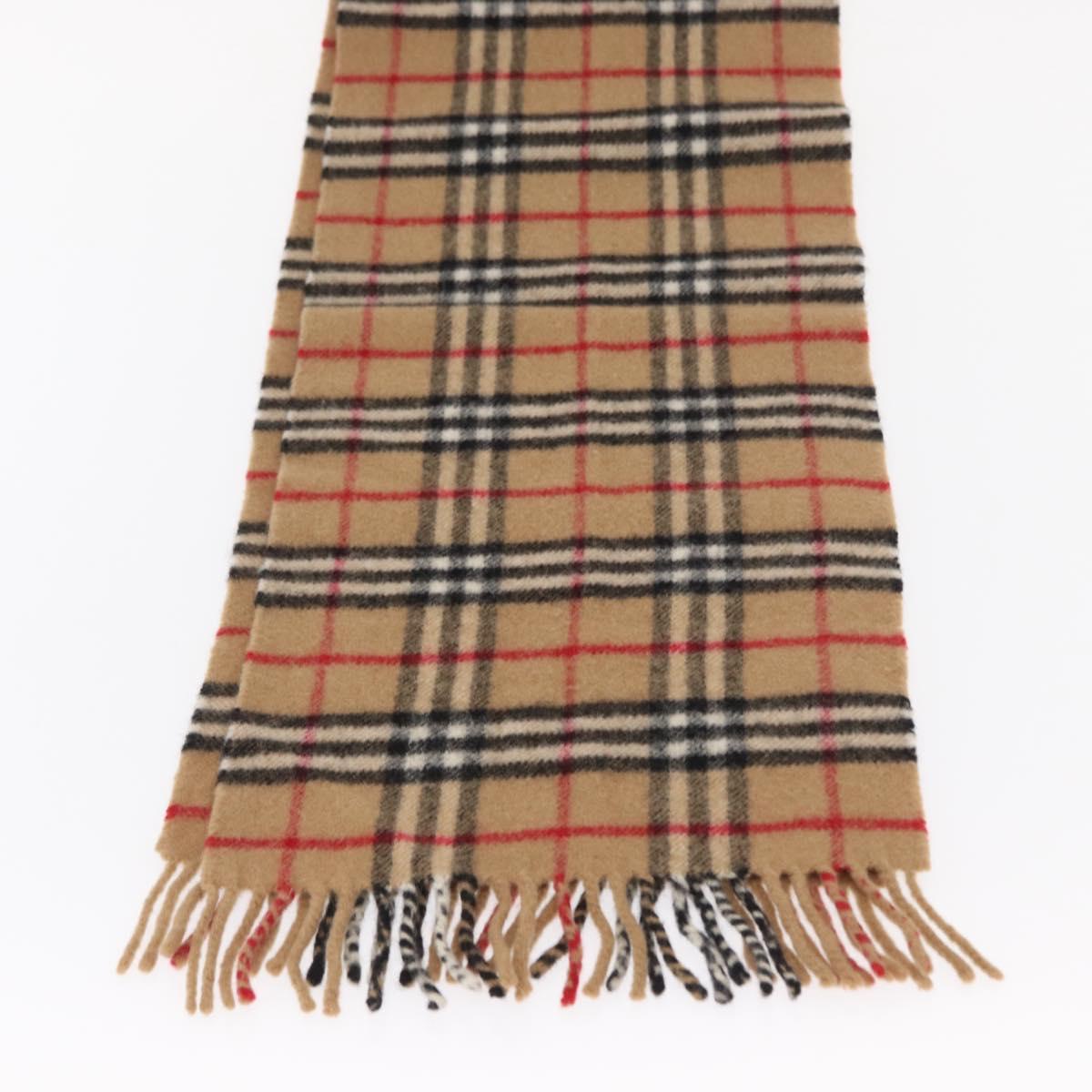 Burberrys Nova Check Scarf Wool Beige Auth am10639V