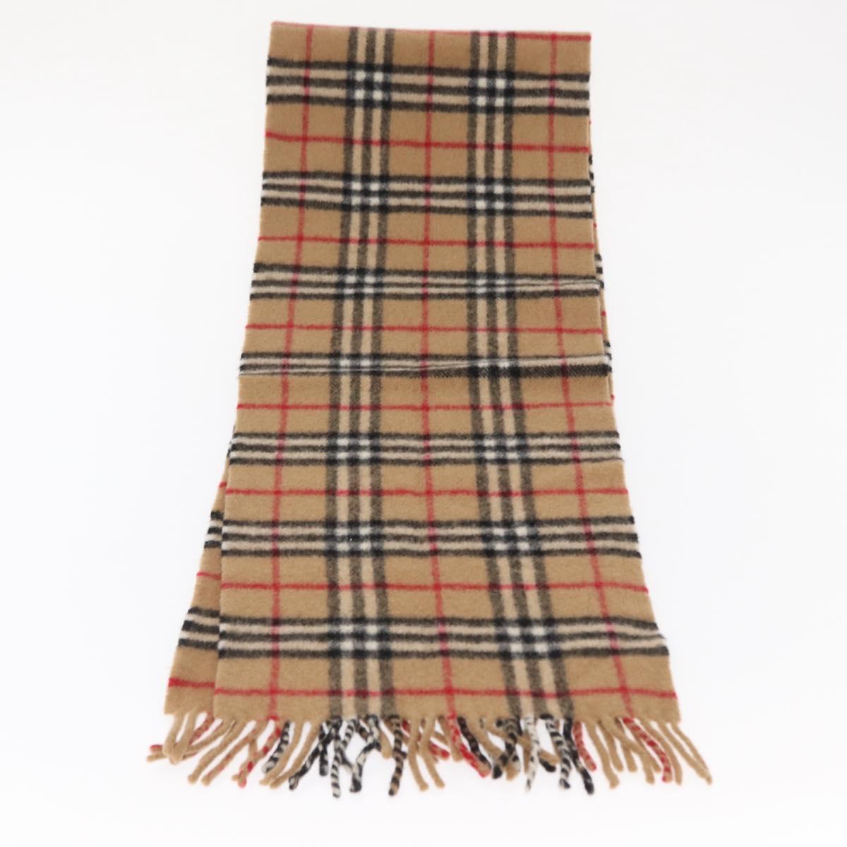 Burberrys Nova Check Scarf Wool Beige Auth am10639V