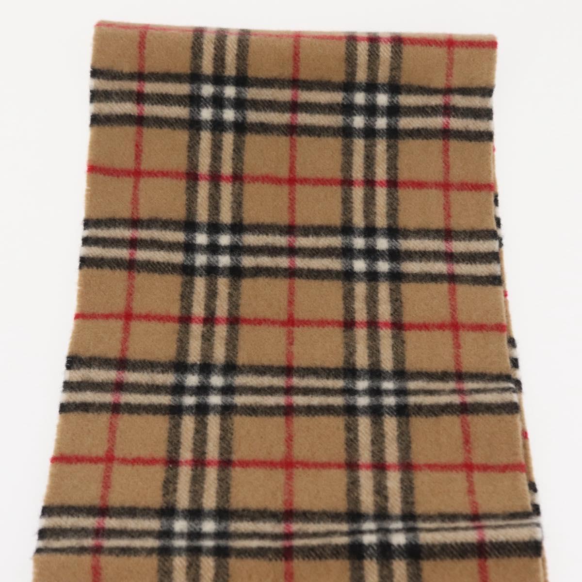 Burberrys Nova Check Scarf Wool Beige Auth am10639V