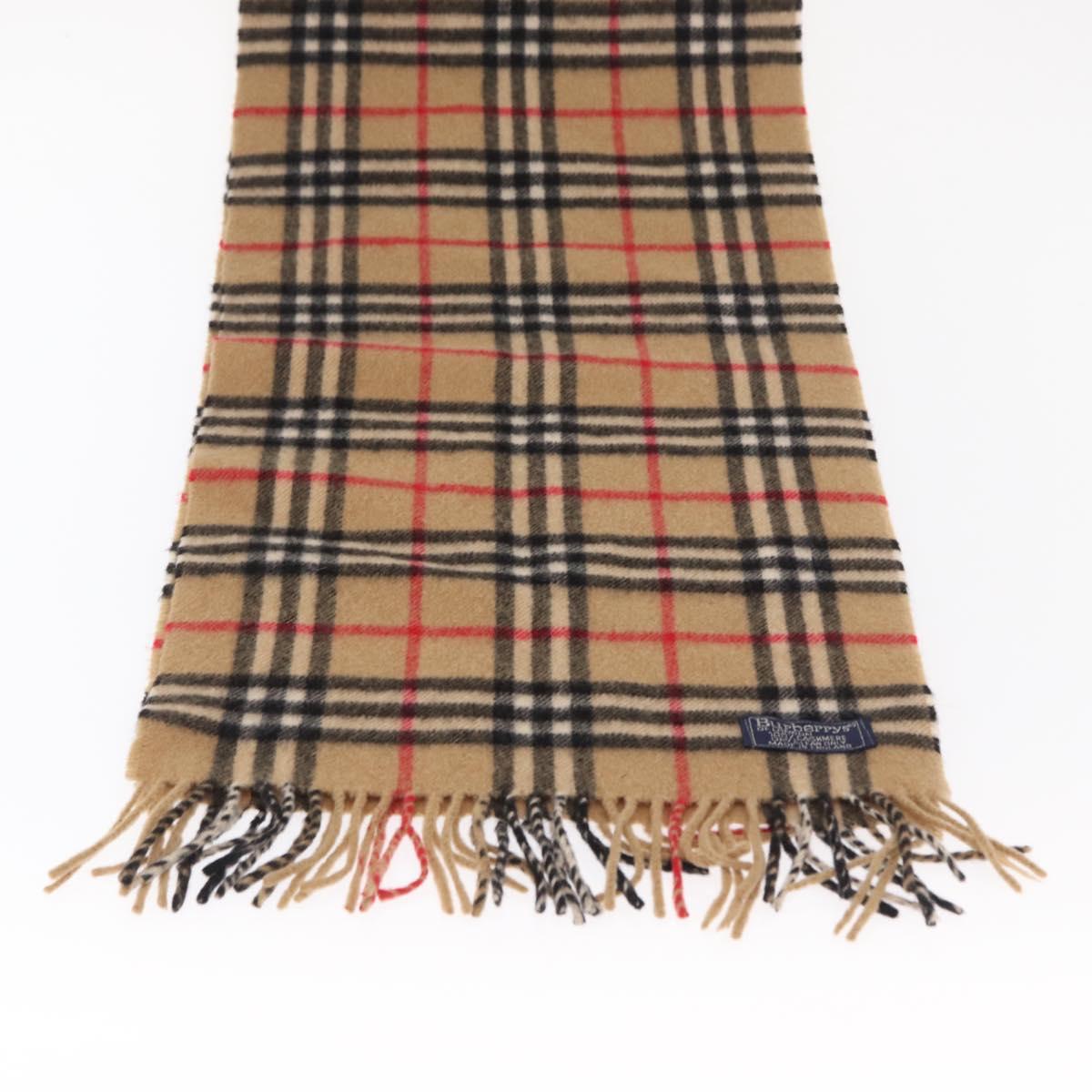 Burberrys Nova Check Scarf Wool Beige Auth am10640
