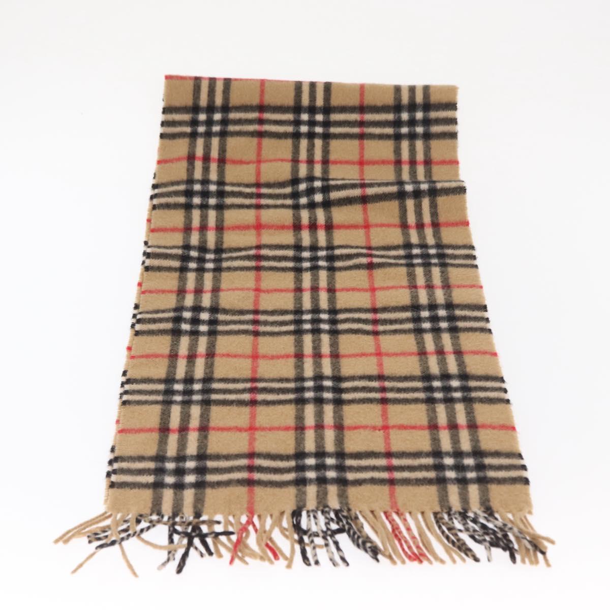 Burberrys Nova Check Scarf Wool Beige Auth am10640