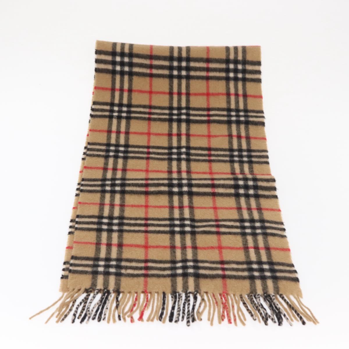 Burberrys Nova Check Scarf Wool Beige Auth am10640