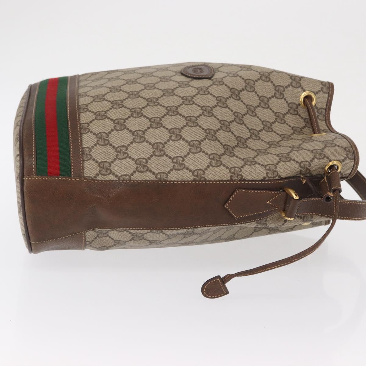 GUCCI GG Supreme Web Sherry Line Bag PVC Beige Gold 001 41 0850 Auth am10643