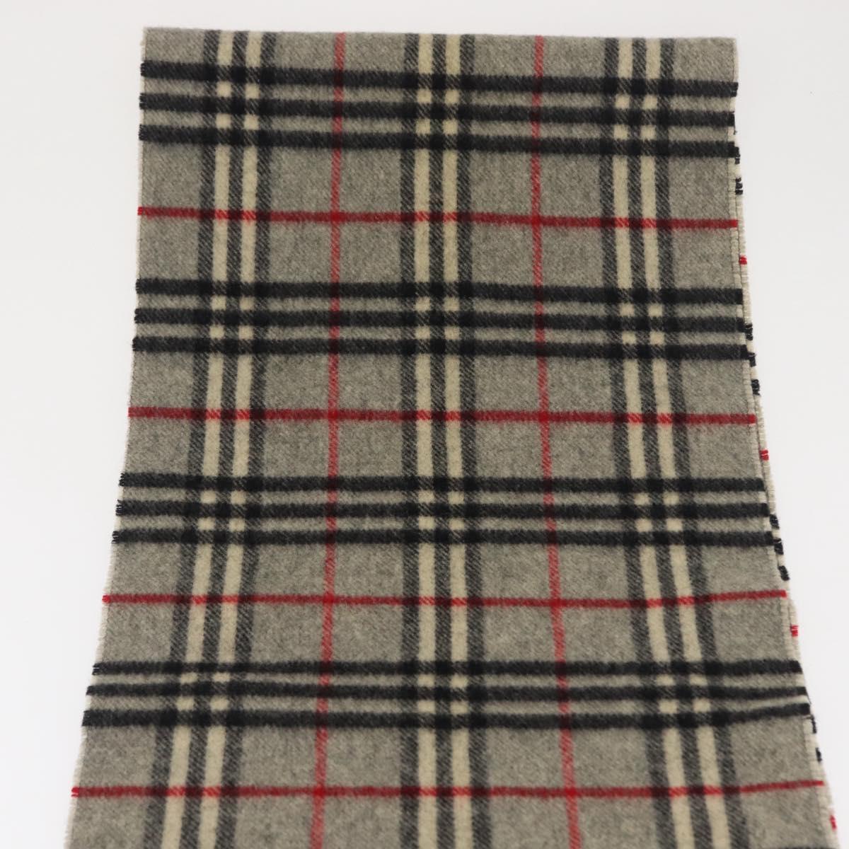 Burberrys Nova Check Scarf Wool Gray Auth am10645