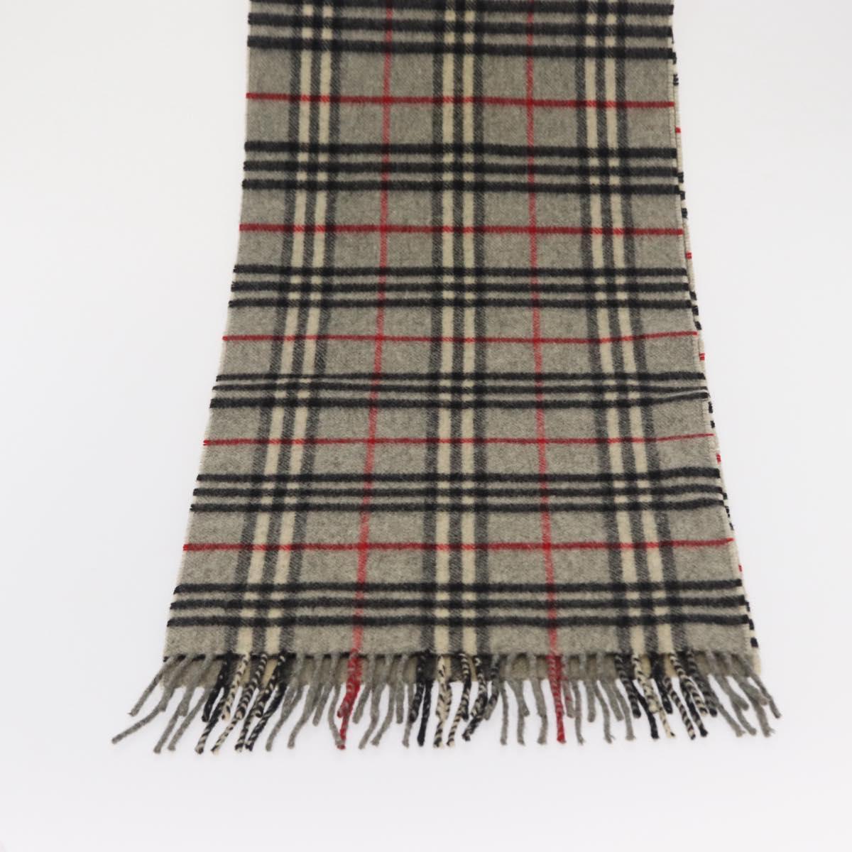 Burberrys Nova Check Scarf Wool Gray Auth am10645