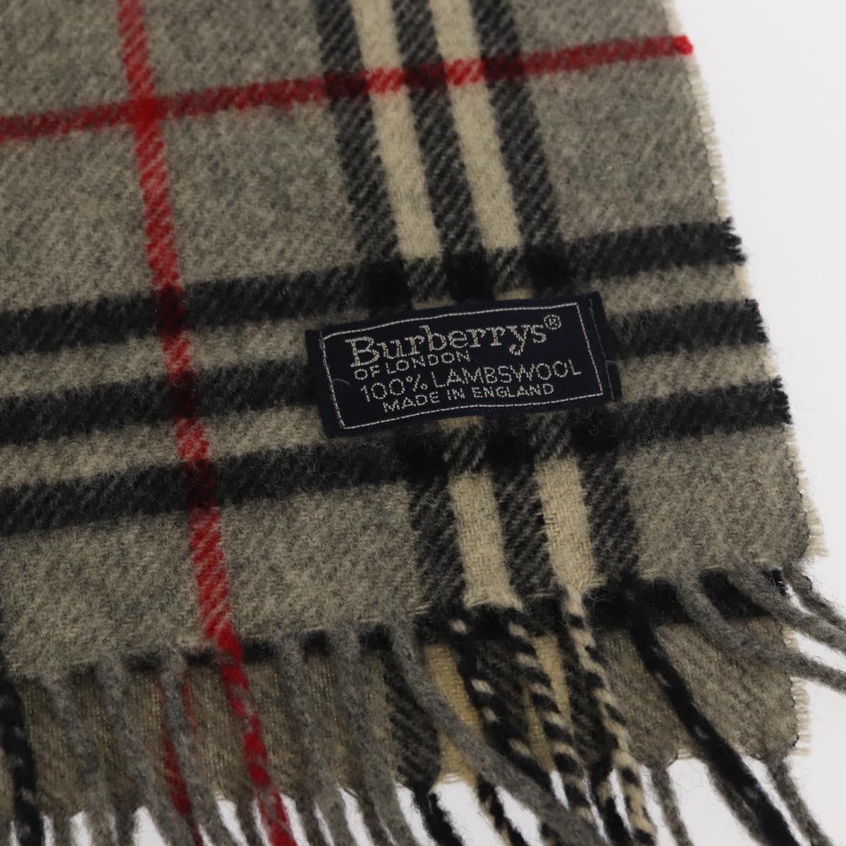 Burberrys Nova Check Scarf Wool Gray Auth am10645