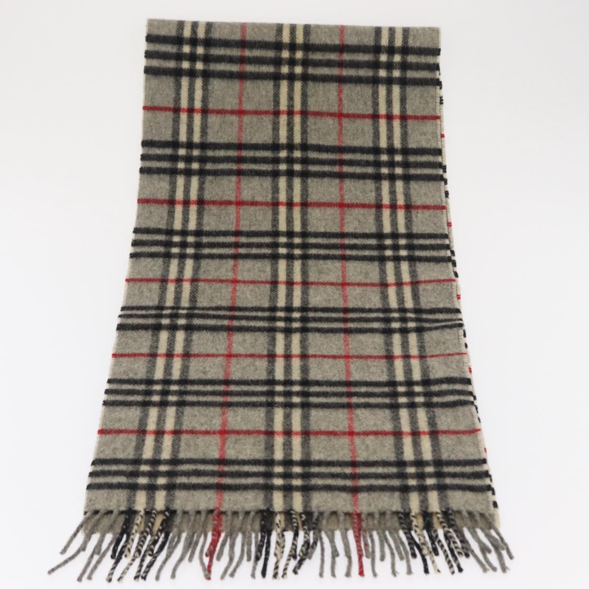 Burberrys Nova Check Scarf Wool Gray Auth am10645