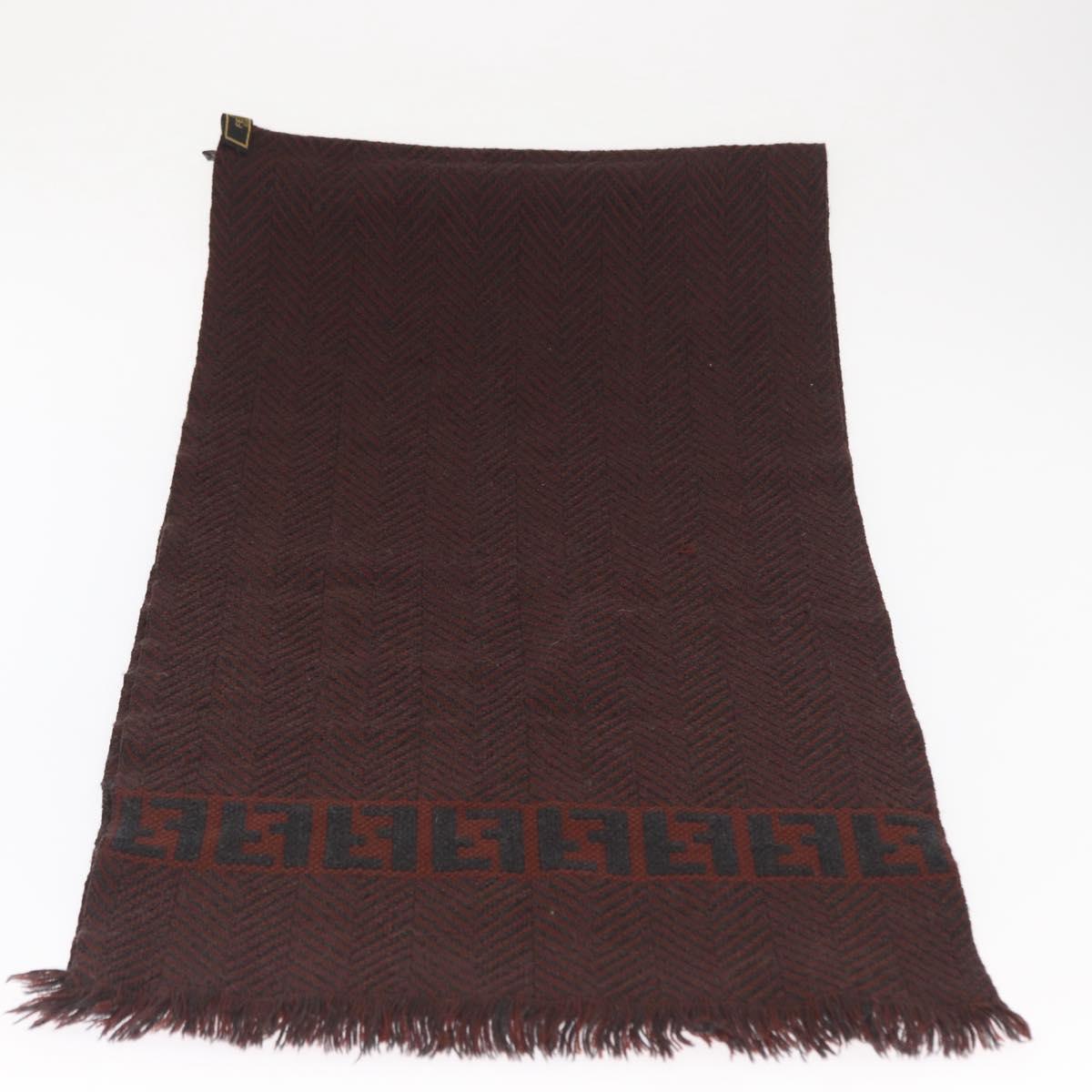 FENDI Zucca Scarf Wool Brown Black Auth am10646