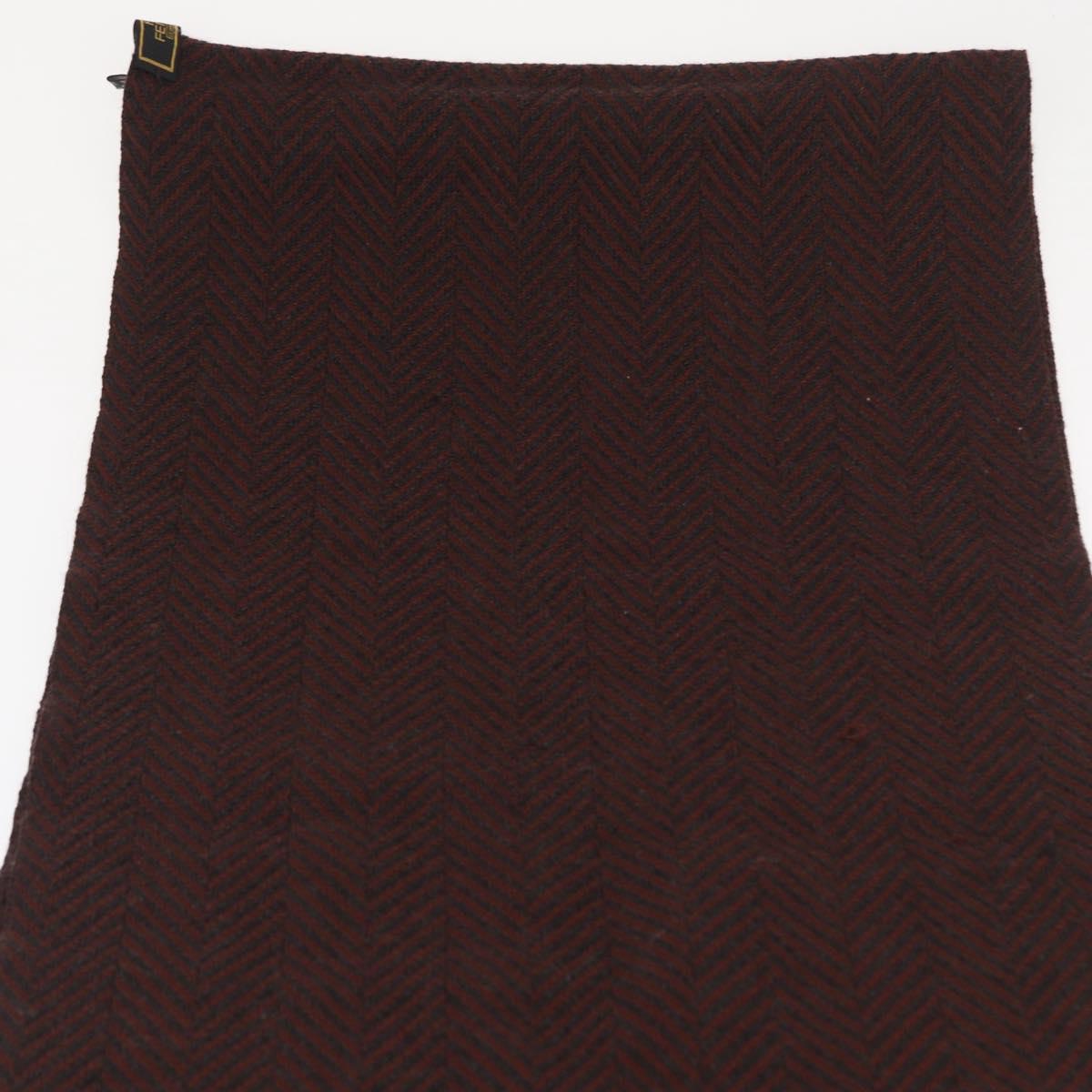 FENDI Zucca Scarf Wool Brown Black Auth am10646