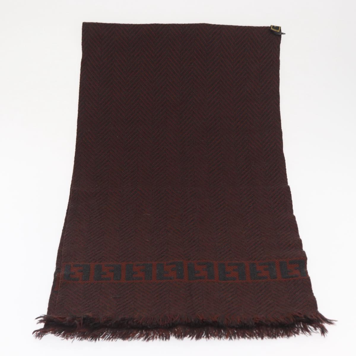 FENDI Zucca Scarf Wool Brown Black Auth am10646